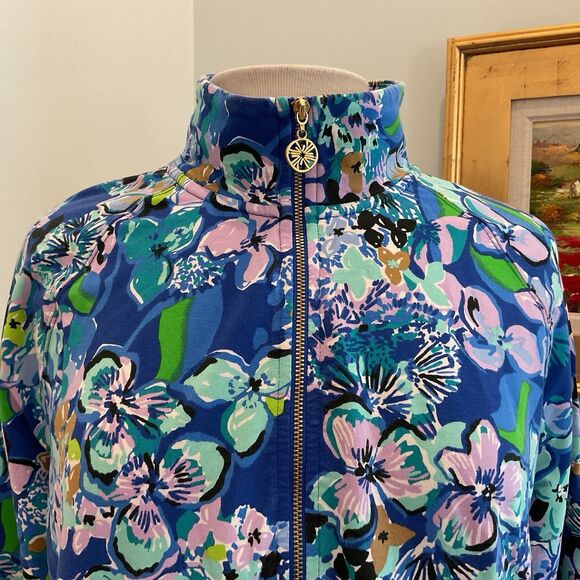 Lilly Pulitzer Skipper Popover‎ Blue Grotto Twilight Tropics UPF 50+ Size XL - Picture 6 of 12